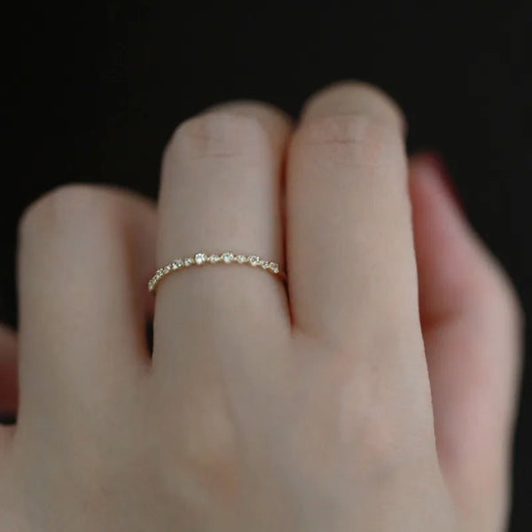 Round 925 Sterling Silver Ring for Women with 18K Real Gold Electroplated and Zircon Inlay