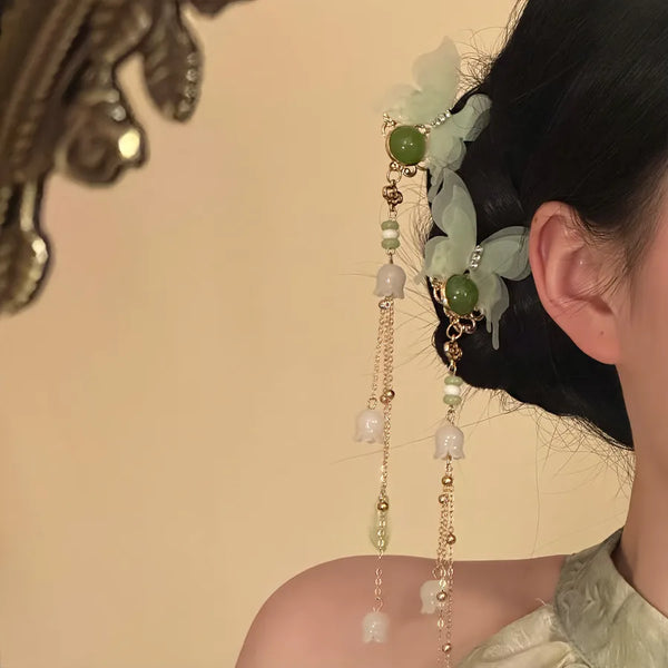 Butterfly Hair Sticks for Women in Green Alloy Hair Accessories