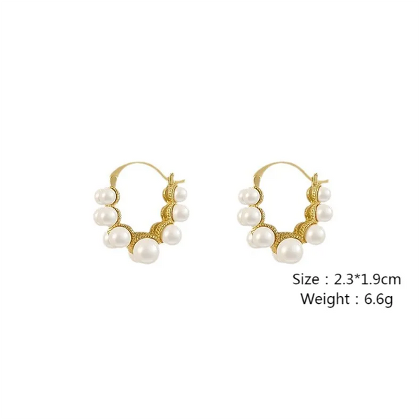 1 Pair Elegant U Shape Plating Inlay Alloy Pearl Gold Plated Ear Studs