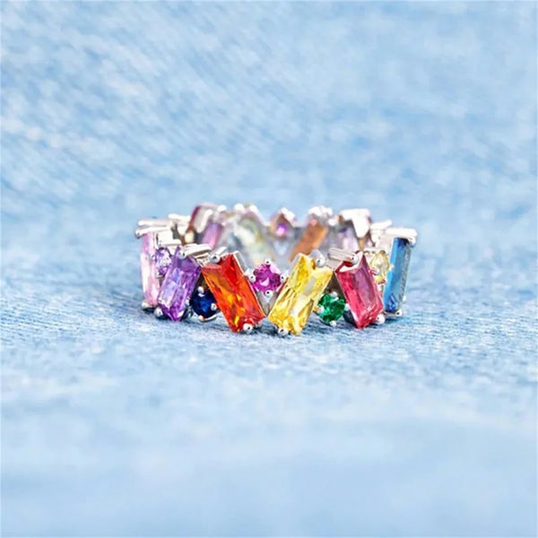 Geometric Claw Setting Ring for Women in Copper with KC Golden Plated Water Plating and Zircon Inlay