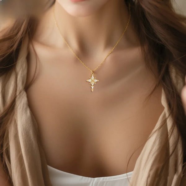 Punk Style Star Snowflake Cross Necklace Love Gaze Unique Personality Retro Fashion Geometric Pattern Women's Luxury Wind Jewelry