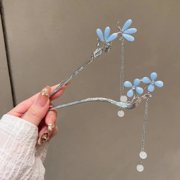 Rhinestone Tassel Hairpin Ladies Floral Ancient Hair Accessories Hanfu Headdress