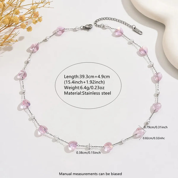 Wholesale Jewelry Elegant Geometric Heart Shape 304 Stainless Steel Necklace cable chain