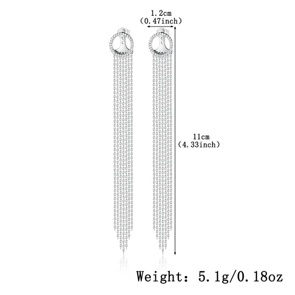 Elegant Long Tassel Chain Earrings S925 Sterling Silver Embedded Zircon Geometric Pattern Women's Fashion Jewelry Accessories