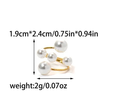 Wholesale Jewelry Elegant Lady Irregular 304 Stainless Steel Artificial Pearls 14K Gold Plated Plating Inlay Rings