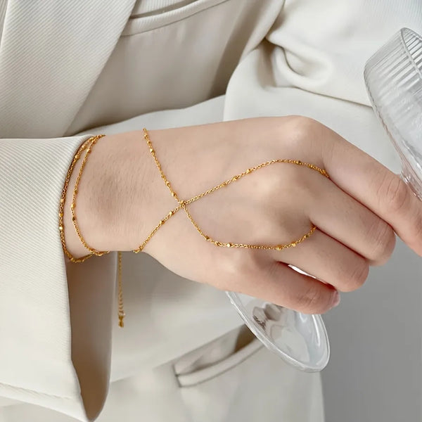 Women’s Tassel Bracelets Featuring PVD Coated Copper with 18K Real Gold Plated Ball Chain