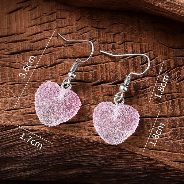 1 Pair Retro Sweet Heart Shape Resin Drop Earrings