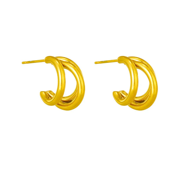 1 Pair Vintage Style Solid Color Plating Titanium Steel Titanium Steel 18K Gold Plated Ear Studs