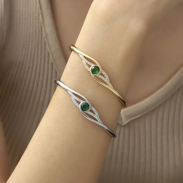 Bohemian Butterfly Bangle For Women in Copper with 18K Real Gold Plated and Zircon Inlay