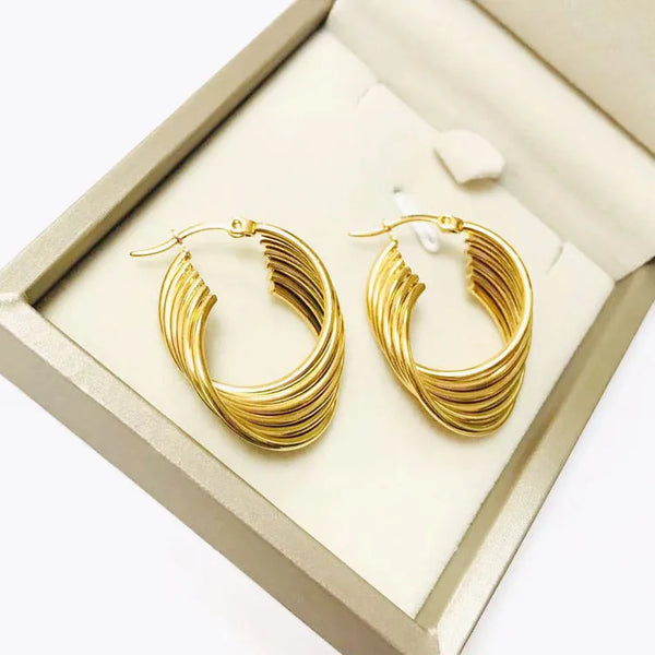 1 pair lady geometric plating stainless steel 18k gold plated earrings