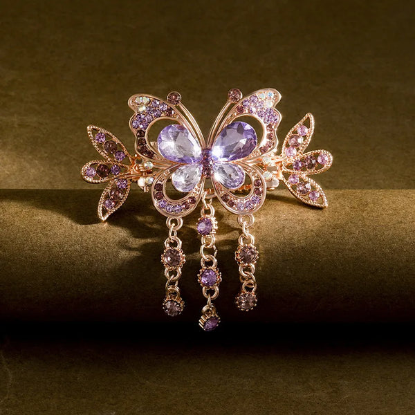Large Spring Hair Clip Diamond Flower Hair Accessory  Women's Hair Clip Rose Alloy Hair Clip