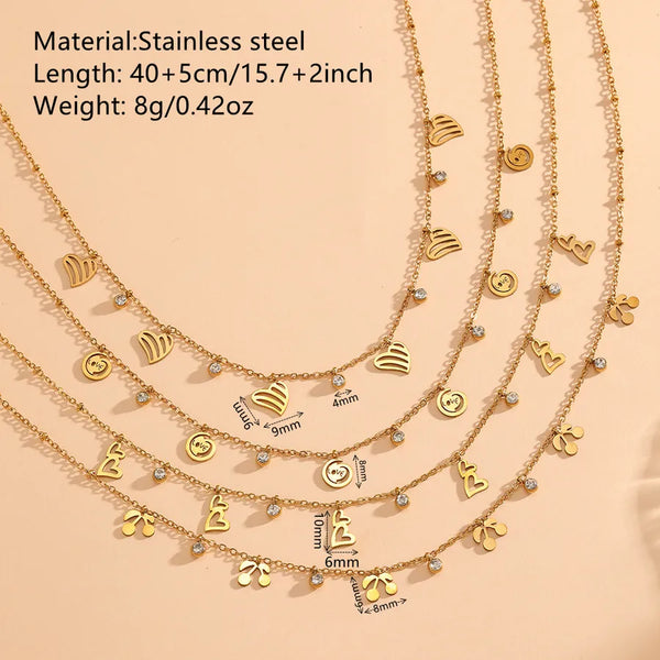 Vacuum Electroplating (In Furnace) Plated 18K Real Gold 304 Stainless Steel Love Heart Jewelry Versatile Multi-style Hollow Peach Heart Cherry Inlaid Diamond Necklace for Women