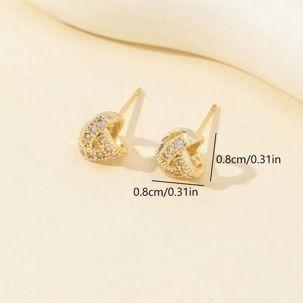 1 Pair Vacation Classic Style Lines Plating Inlay Copper Zircon 14K Gold Plated Ear Studs