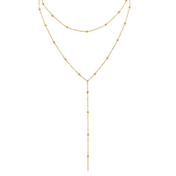 Geometric Beading Necklace for Women in 201 Stainless Steel with 18K Real Gold Plated Coating and 0.03µm Thickness Pendant