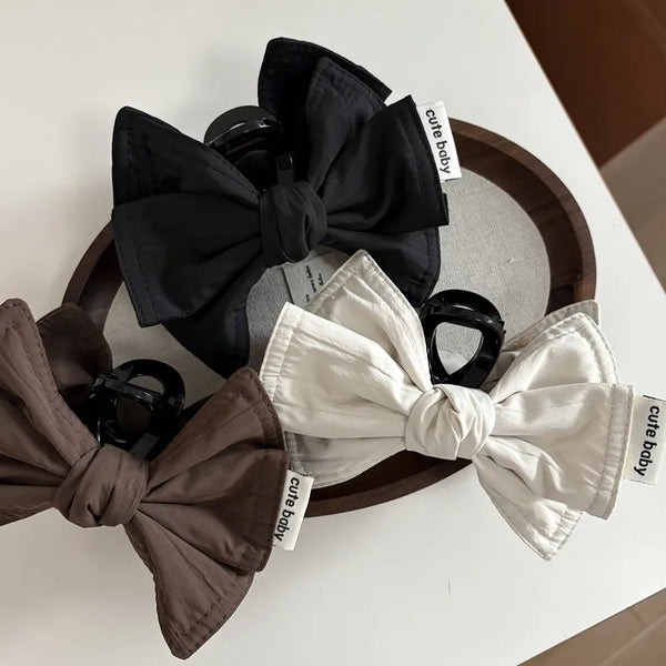 New Autumn Winter Retro Butterfly Knot Fabric Shark Clip Hair Accessories Women's Ins Style Headwear Back Of Head Bun Clip