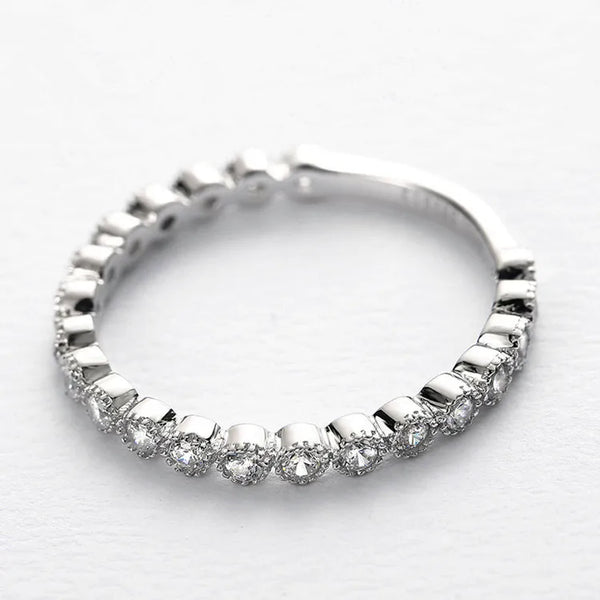 wish hot sale s925 silver ring Women's fine diamond all-match Fashion simple tail ring small finger zircon ring foreign trade Wholesale