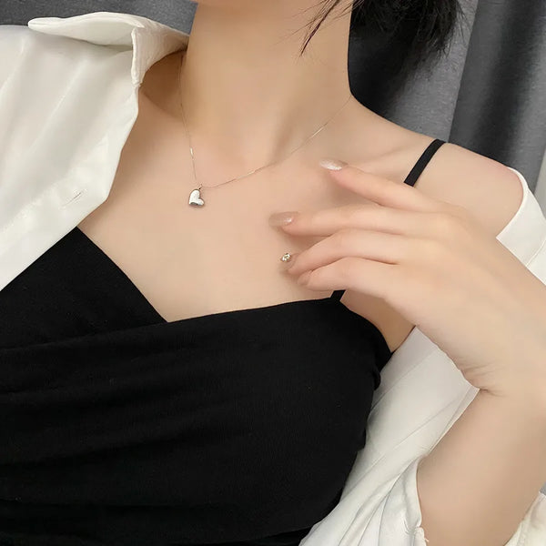 Wholesale Jewelry Simple Style Heart Shape Titanium Steel Titanium Steel 18K Gold Plated Plating Necklace