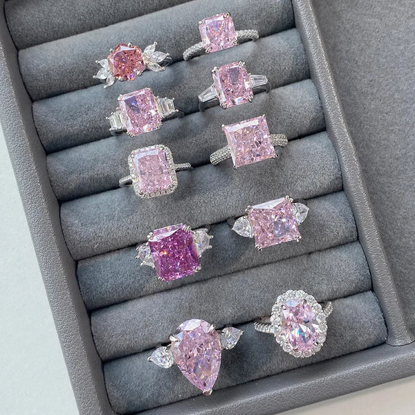 925 Sterling Silver Zircon Geometric Heart Shape Rings