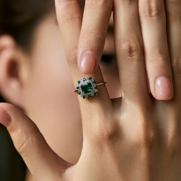 Rhodium Plated 925 Sterling Silver Zircon Geometric Rings