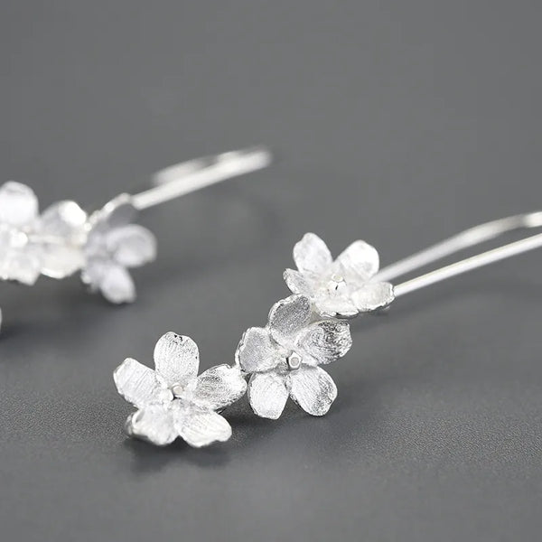 1 Pair 925 Sterling Silver Flower Drop Earrings