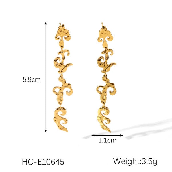 1 Pair IG Style Vintage Style Flame 304 Stainless Steel Titanium Steel 18K Gold Plated Drop Earrings