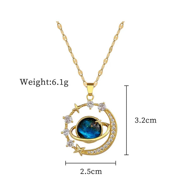 Wholesale Jewelry Elegant Modern Style Star Moon Heart Shape Titanium Steel Copper Pendant Necklace cable chain