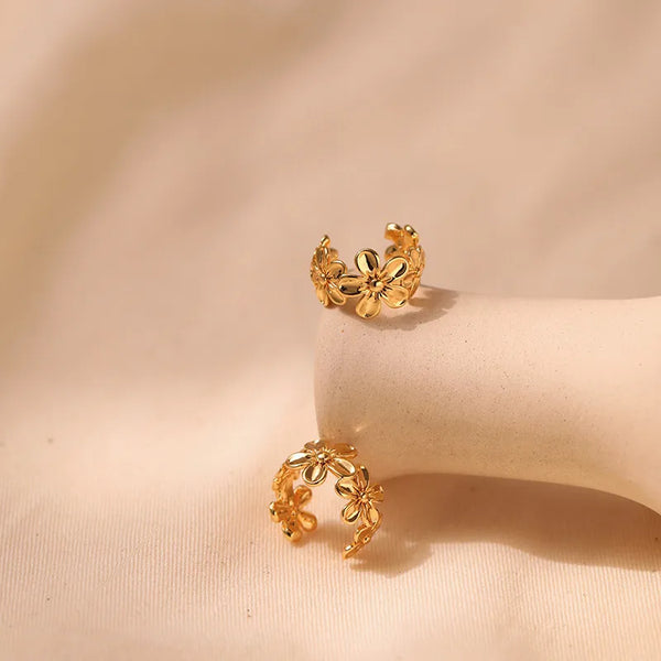 1 pair sweet flower plating copper 18k gold plated earrings