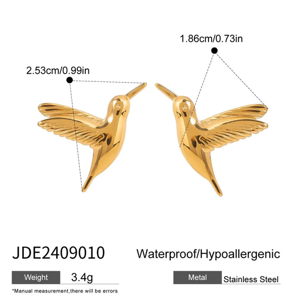 1 Pair Simple Style Classic Style Bird Tassel 304 Stainless Steel 18K Gold Plated Drop Earrings Ear Studs