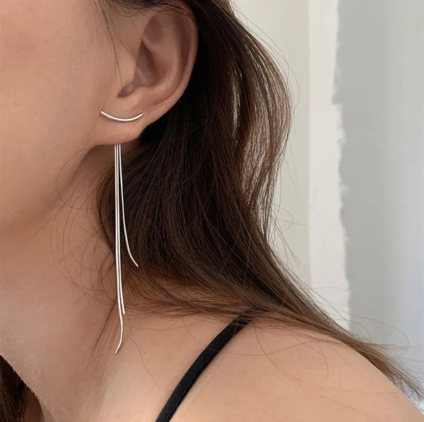 1 pair lady tassel copper plating drop earrings