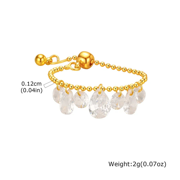 Adjustable Size Copper Material Zircon Stone Ring Women's Jewelry Hand Accessory Anniversary Gift Casual Elegant Romantic Shiny