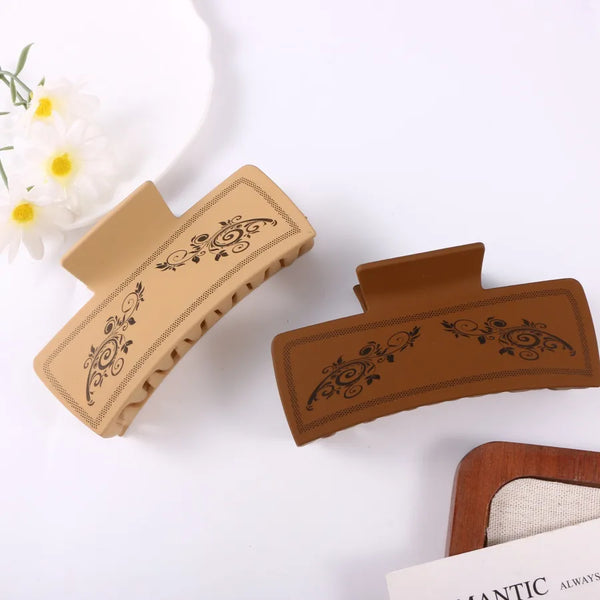 Vintage Western Cowboy Hair Accessories Clip Printed Shark Clip Women Jewelry Chocolate Color Yellow Brown Light Green Ps Claw Clip