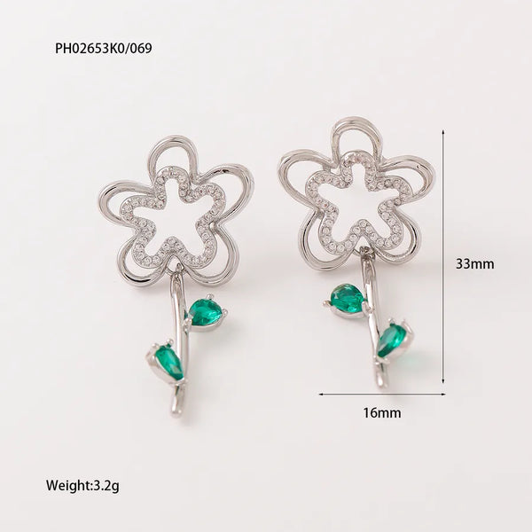 1 Pair Classic Style Flower Copper Ear Studs