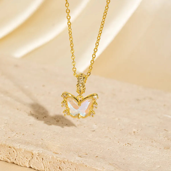 Butterfly Copper Necklace for Women in Elegant Golden Finish