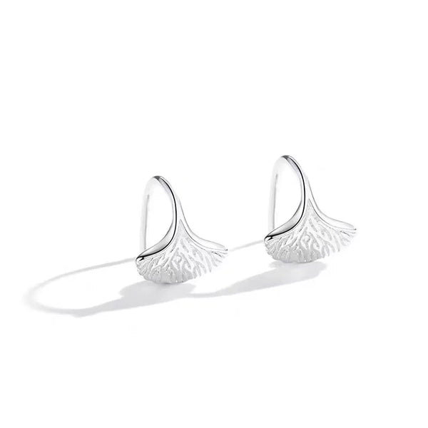 1 Pair 925 Sterling Silver Leaf Hoop Earrings