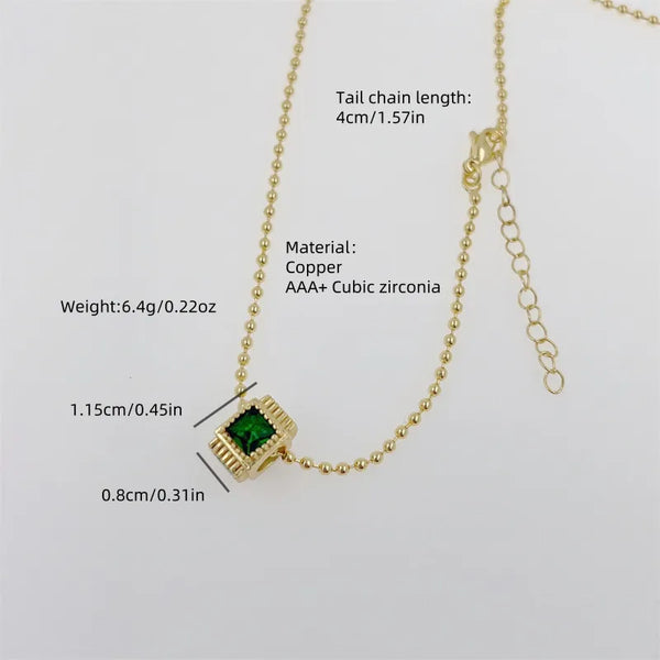 Simple Style Classic Style Square Copper Inlay Zircon Pendant Necklace 1 Piece