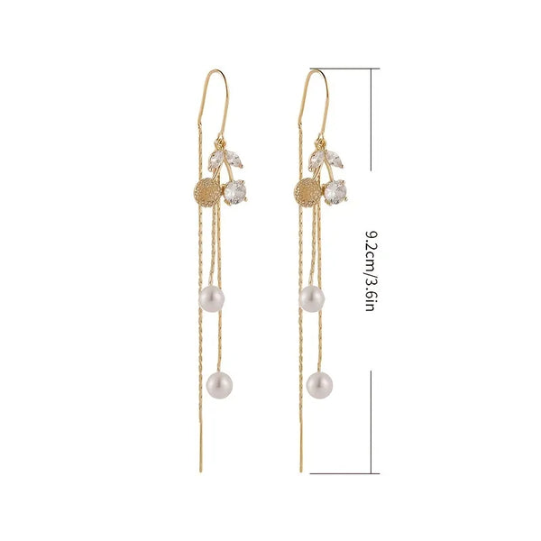 1 Pair Simple Style Classic Style Cherry Plating Inlay Zinc alloy Rhinestones Gold Plated Ear line