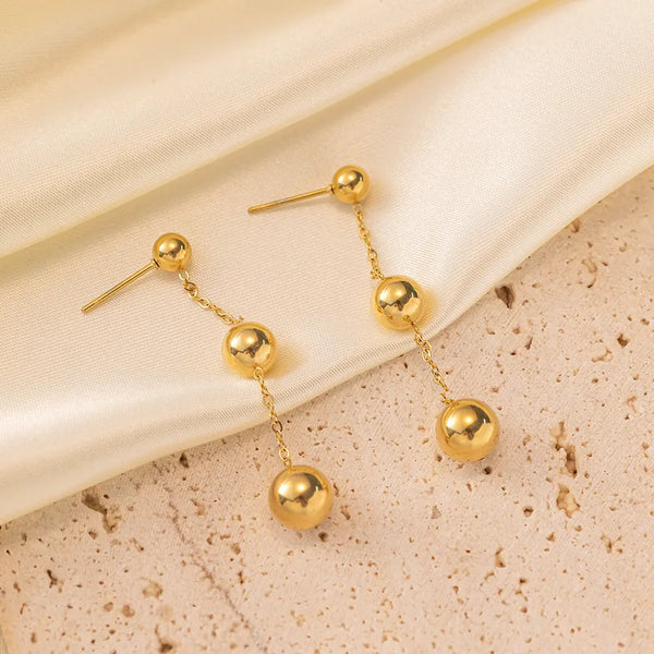 1 Pair Simple Style Geometric Solid Color Plating 304 Stainless Steel 18K Gold Plated Drop Earrings