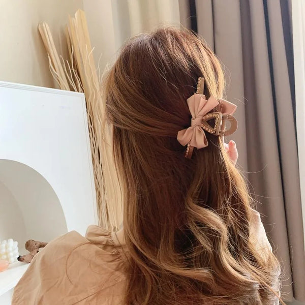 Women's Sweet Bow Knot Plastic Cloth Hair Claws