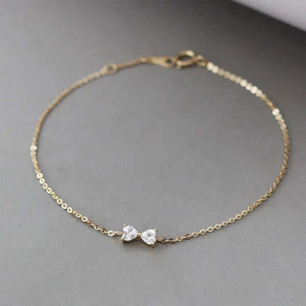 S925 Sterling Silver Butterfly Knot Bracelet Heart Shaped Zirconium Dipped Fine Design Popular New Style For Women