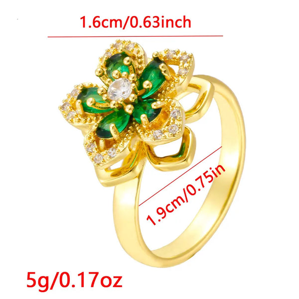 Wholesale Jewelry Elegant Geometric Copper Zircon Plating Adjustable Ring Open Rings