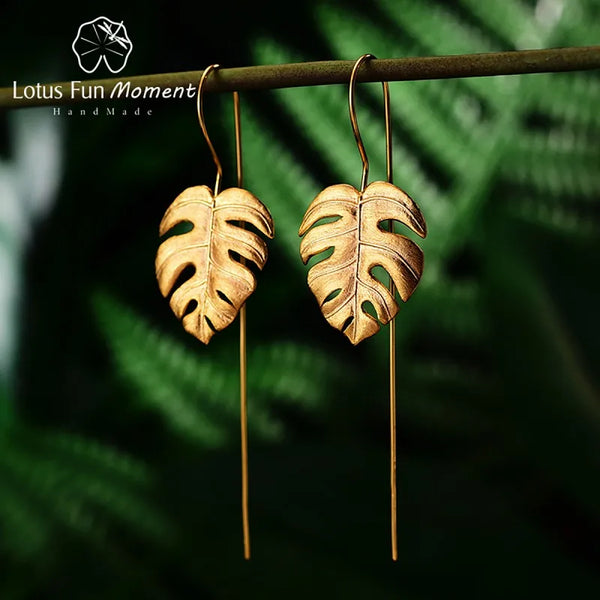 925 Sterling Silver Turtle Back Leaf Earrings Women's Small Elegant Ear Jewelry Leaf Pattern Retro Style Simple Design Large Size