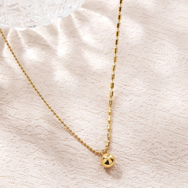 L88 New Small Gold Bead Metal Ball Chain Clavicle Chain 304 Stainless Steel Vacuum Plated 18k Gold Crystal Box Chain Square Pearl Chain Waterproof Non-Fading