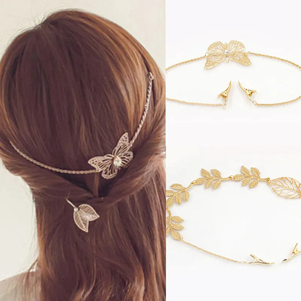 fairy style leaves butterfly alloy plating hair band