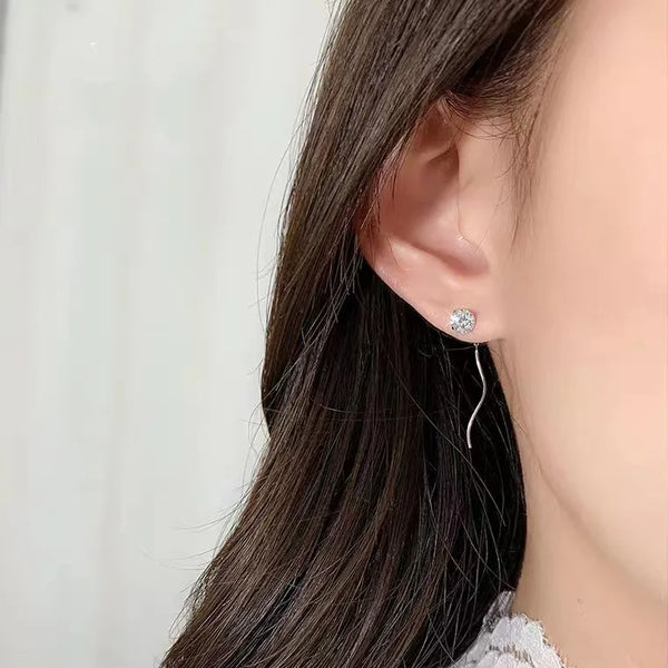 1 Pair 925 Sterling Silver Zircon Geometric Ear line