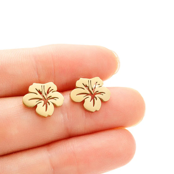 1 Pair Simple Style Flower Plating 304 Stainless Steel 18K Gold Plated Ear Studs