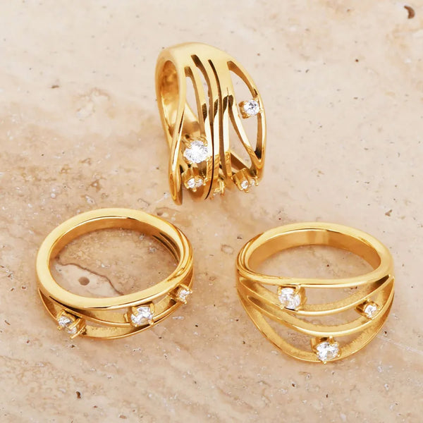 Wholesale Jewelry Retro Geometric Titanium Steel Plating Rings