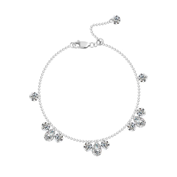 S925 Sterling Silver Cubic Zirconia Bracelet Women's Fashion Versatile Starry Sky Waterdrop Elegant Casual Modern Classic Style
