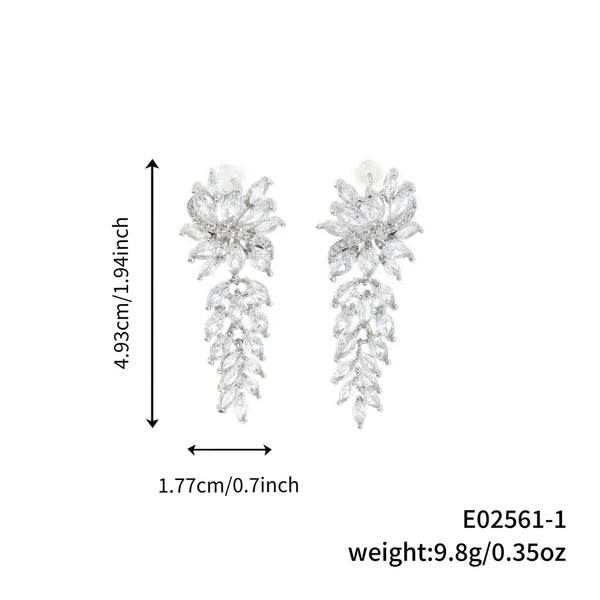 Fashionable Geometric Leaf Tassel Pendant Earrings Copper Material Birthday Gift Daily Accessory Neutral Cute Style Women Polished Treatment