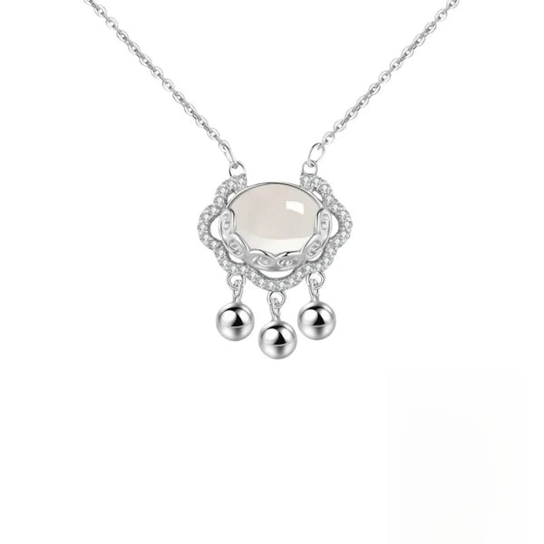 S925 Sterling Silver Lucky Cloud Lock Necklace Fresh Sweet Elegant Chinese Style Valentine's Day Bone Chain Pendant Necklace