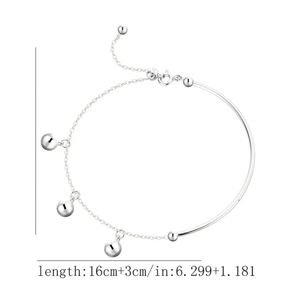 S925 Sterling Silver Lucky Bead Bracelet Women's Versatile Elegant Pull-through Adjustable Hand Jewelry Casual Modern Style